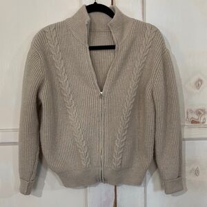 Elegant Tan Cable Knit Cardigan
